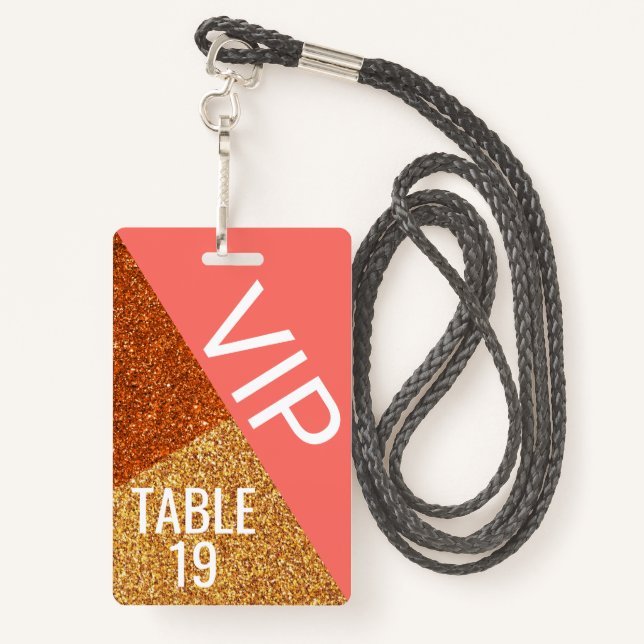 Living Coral Wedding VIP Creative Platzkarte Ausweis (Rückseite mit Schlüsselband)
