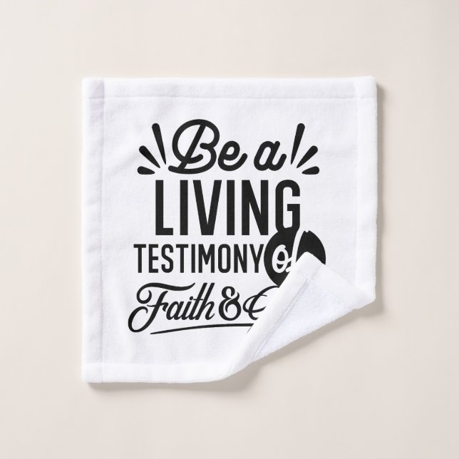 Living Testimony Bible Quote Christian Motivation (Gant de toilette)