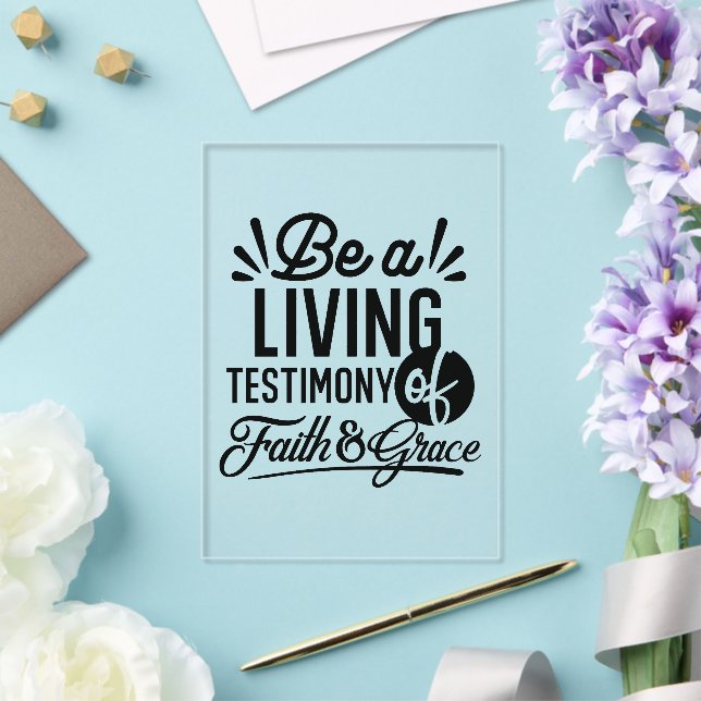 Living Testimony Bible Quote Christian Motivation Acryleinladungen (In Situ (Hochzeit))