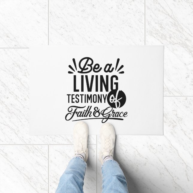 Living Testimony Bible Quote Christian Motivation Fußmatte (Indoor)