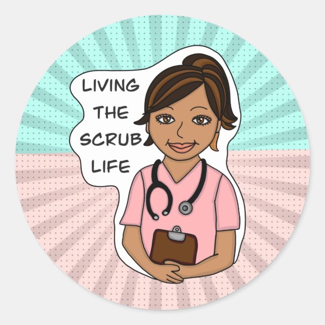 Living the Scrub Life Medical Professional Humor Runder Aufkleber (Vorderseite)