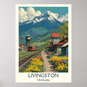 Livingston Montana Vintager Bahnhof Poster
