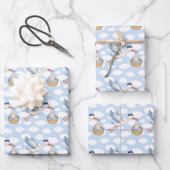 Livraison de la cigogne Bébé Papier à envelopper - (Recto)
