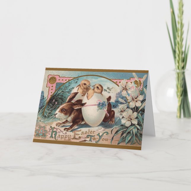 Livraison d'oeufs de lapin victorien Carte de voeu (Devant)