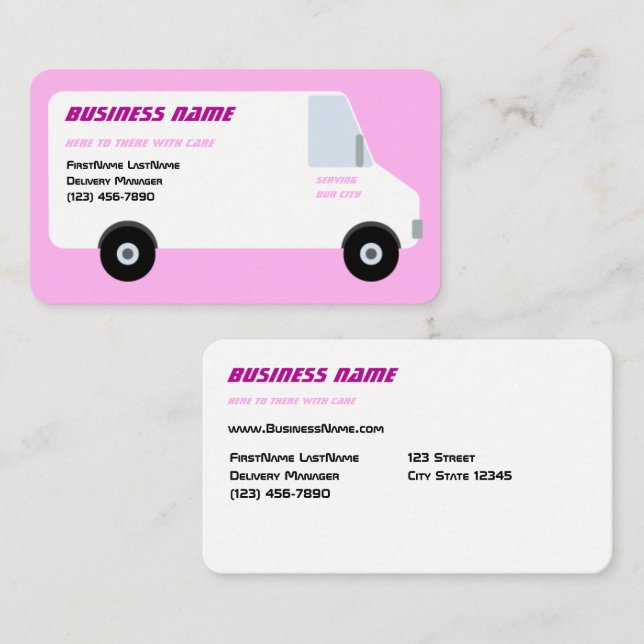 Livraison Van Pink Carte de visite (Devant / Derrière)