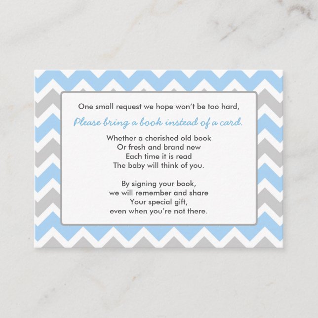 Livre Baby shower insert carte garçon bleu gris ch (Devant)