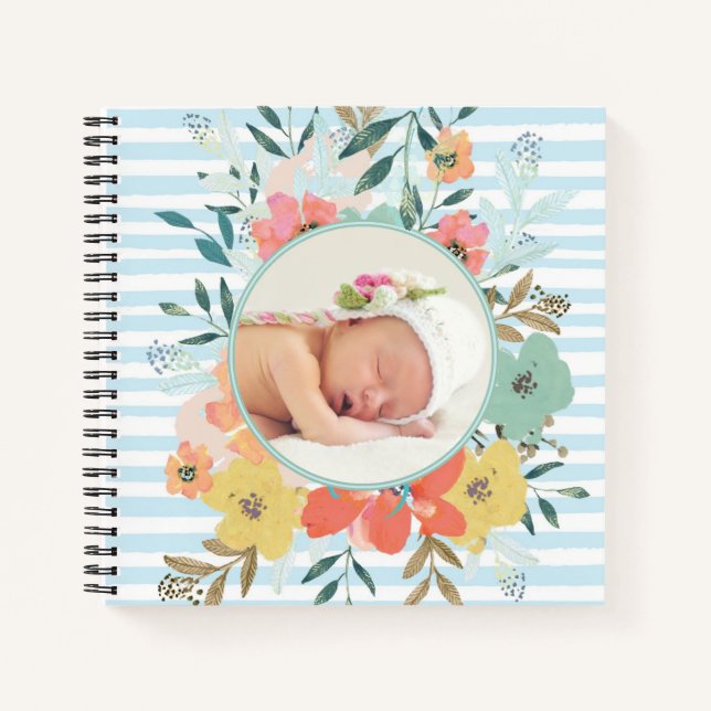 Livre bébé personnalisé avec aquarelle Floral (Devant)