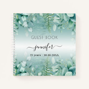 Livre d'anniversaire eucalyptus verdâtre bois