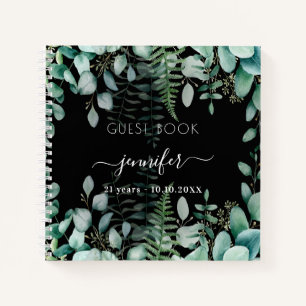 Livre d'anniversaire noir eucalyptus bois