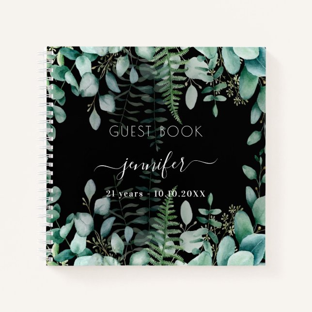 Livre d'anniversaire noir eucalyptus bois (Devant)