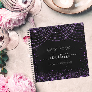 Livre d'anniversaire noir violet parties scintilla