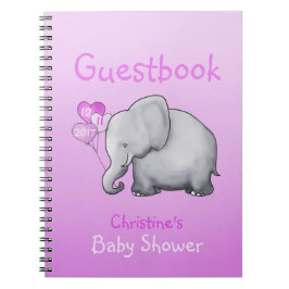 Livre d'Baby shower de fille aux éléphants roses