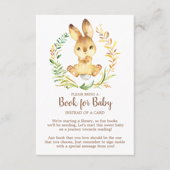 Livre de Baby shower de lapin doux pour la carte b (Devant)
