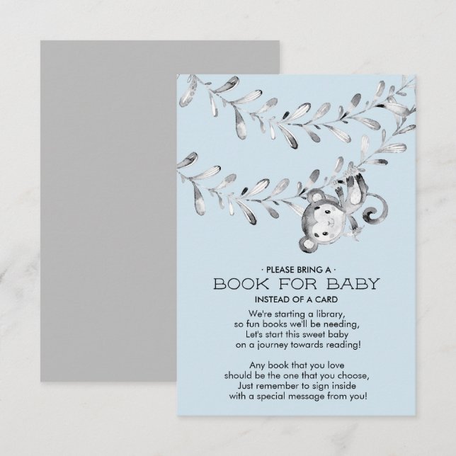 Livre de Baby shower de singe pour la carte bébé (Devant / Derrière)