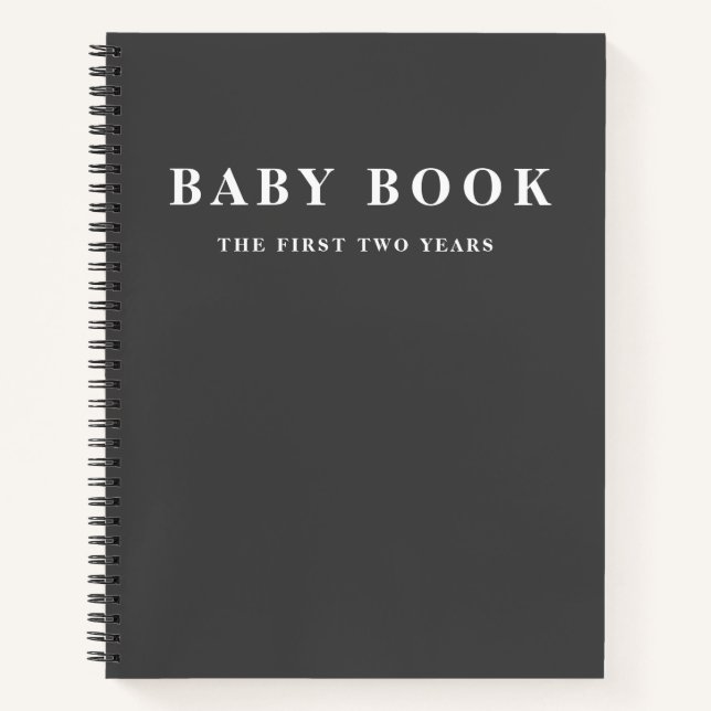 Livre de bébé noir minimal élégant moderne (Devant)