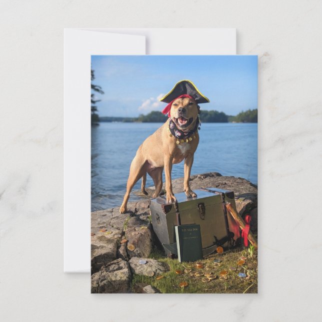 Livre de costume de chien de pirate drôle de carte (Devant)