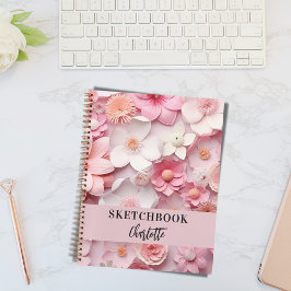 Livre de croquetchs rose fleurs blanches nom scrip