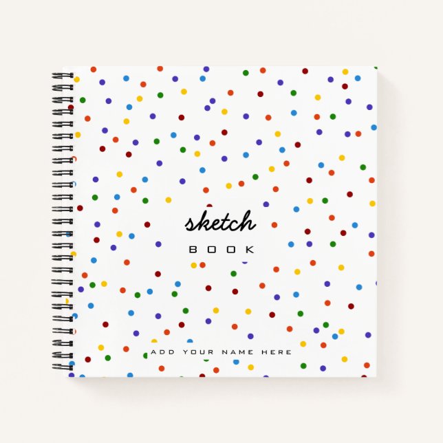 Livre de croquis blanc Rainbow Polka Dot Carnet (Devant)