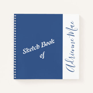 Livre de croquis bleu et blanc personnalisé