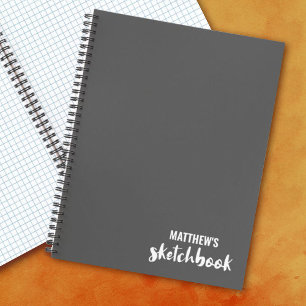 Livre de croquis d'artiste gris monogramme