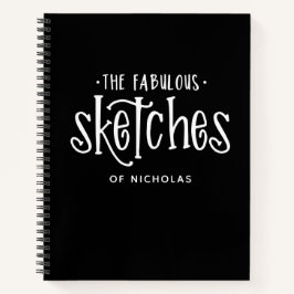 Livre de croquis d'artiste noir blanc personnalisé