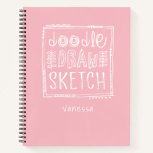 Livre de croquis d'artiste rose personnalisé avec