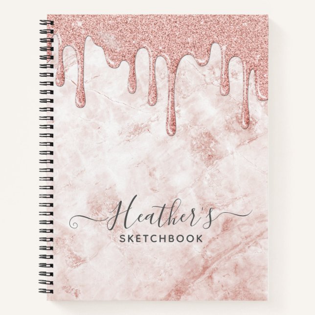 Livre de croquis de Parties scintillant d'or Rose  (Devant)