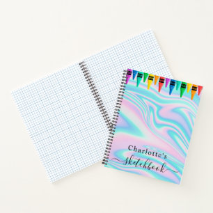 Livre de croquis Holographic Pink Drips Girl