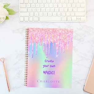 Livre de croquis holographique rose gouttes magiqu