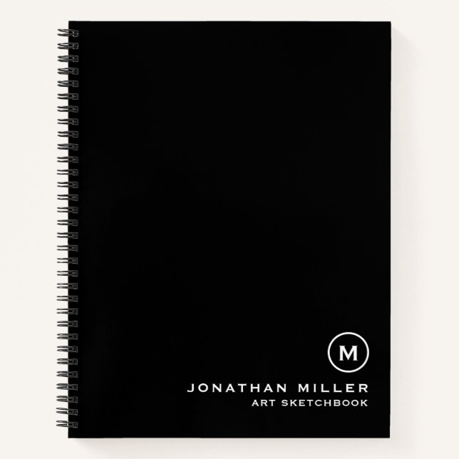 Livre de croquis noir blanc Monogramme (Devant)
