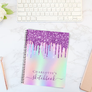 Livre de croquis parties scintillant rose violet g