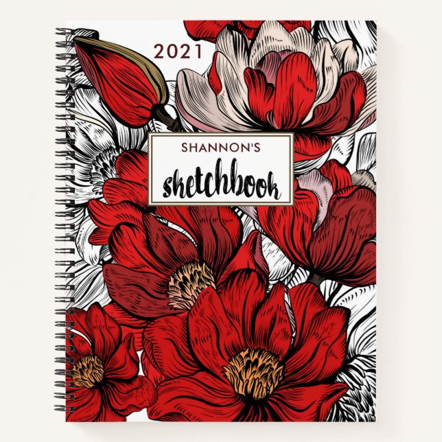 Livre de croquis personnalisé Abstrait rouge 2022 (Devant)