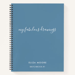 Livre de croquis personnalisé bleu moderne Votre n