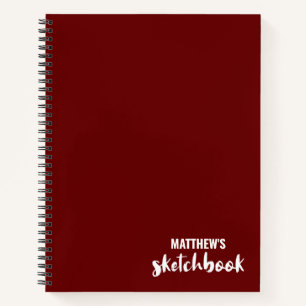 Livre de croquis personnalisé rouge Votre nom Carn