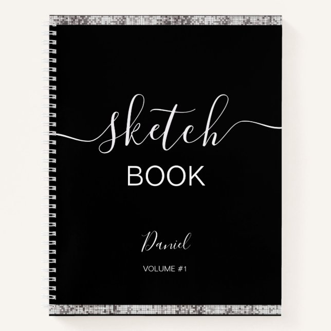 Livre de croquis personnalisé Votre nom Élégant Sc (Devant)