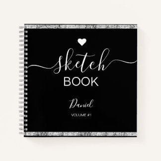 Livre de croquis personnalisé Votre nom Script élé