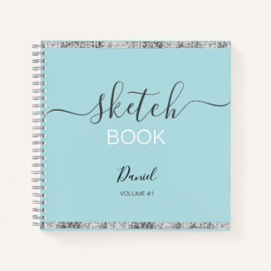 Livre de croquis personnalisé Votre nom Script élé