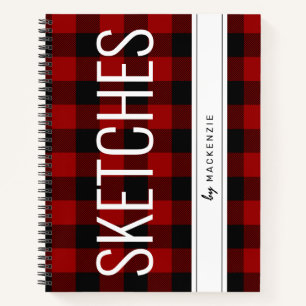 Livre de croquis Plaid Red Buffalo personnalisé