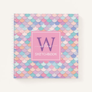 Livre de croquis rose de Monogramme moderne