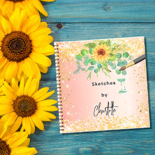 Livre de croquis tournesol orange or peinture