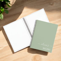 Livre de cuisine Recette Vert Sage Girly Monogramm