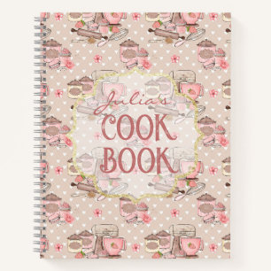 Livre de cuisine rétro beige mignon personnalisé
