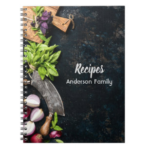 Livre de cuisine rustique carnet toile sombre herb