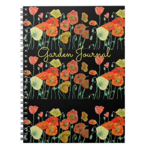 Livre de journal de jardin floral de pavots orange