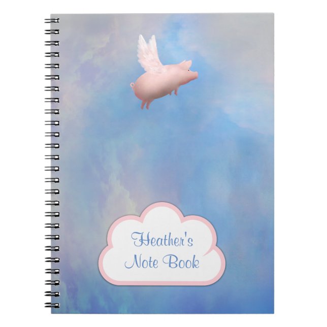 Livre de notes personnalisable Flying Pig (Devant)