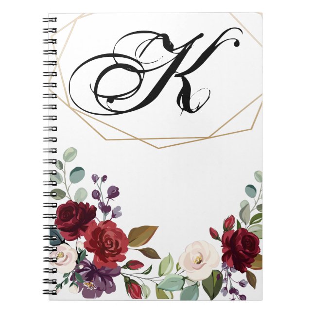Livre de notes personnalisées White Roses Gold Geo (Devant)