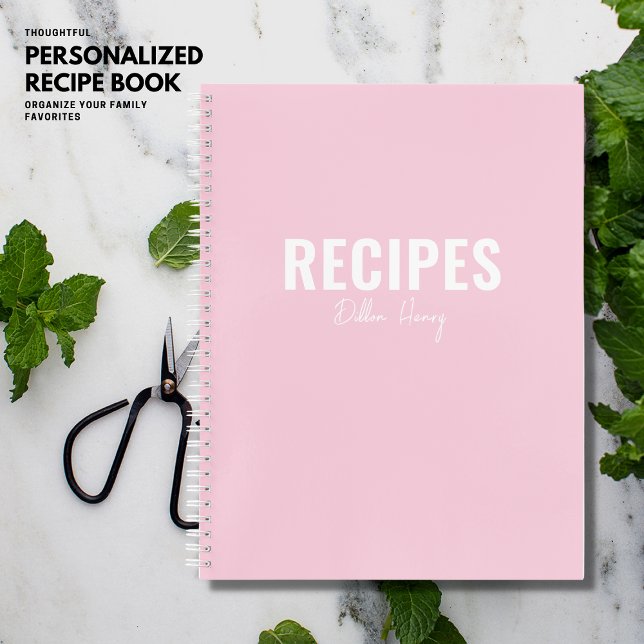 Livre de recette personnalisé moderne blanc rose v (Créateur téléchargé)