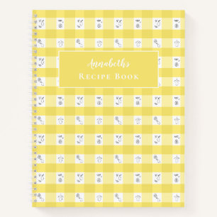 Livre de recettes à carreaux citron monogramme per