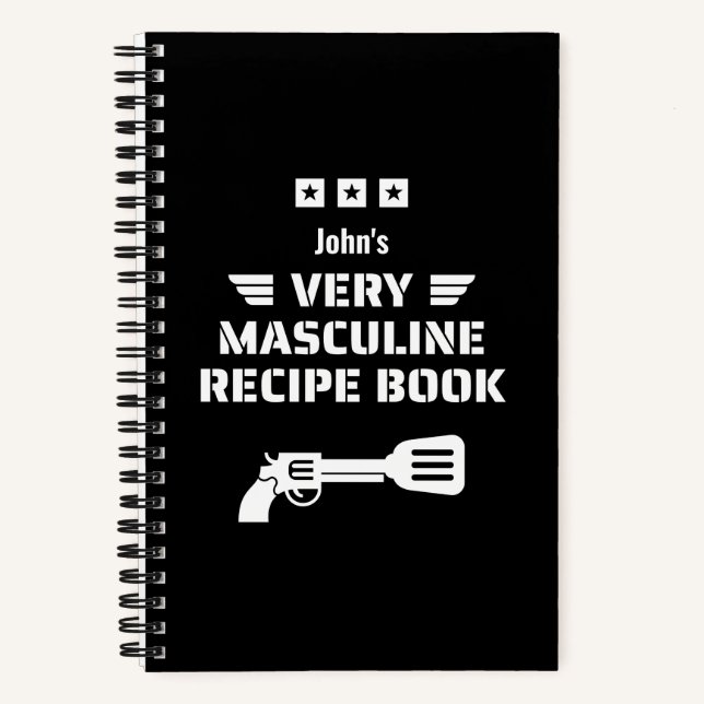 Livre de recettes amusant noir et blanc très Mascu (Recto)