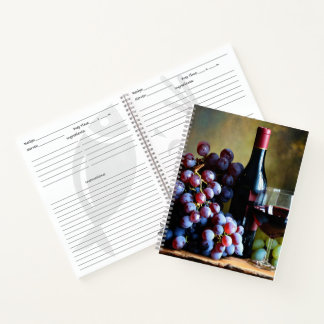 Livre de recettes avec vin et raisins